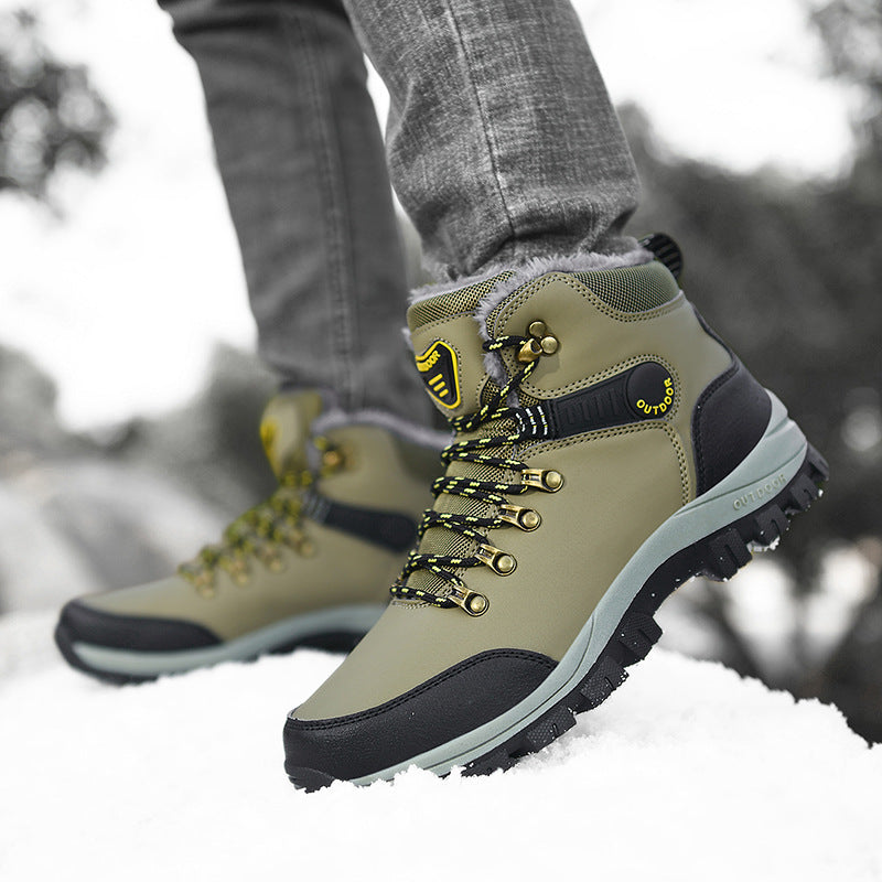 Men Winter Snow Boots Warm Plush Ankle Hiking Boots