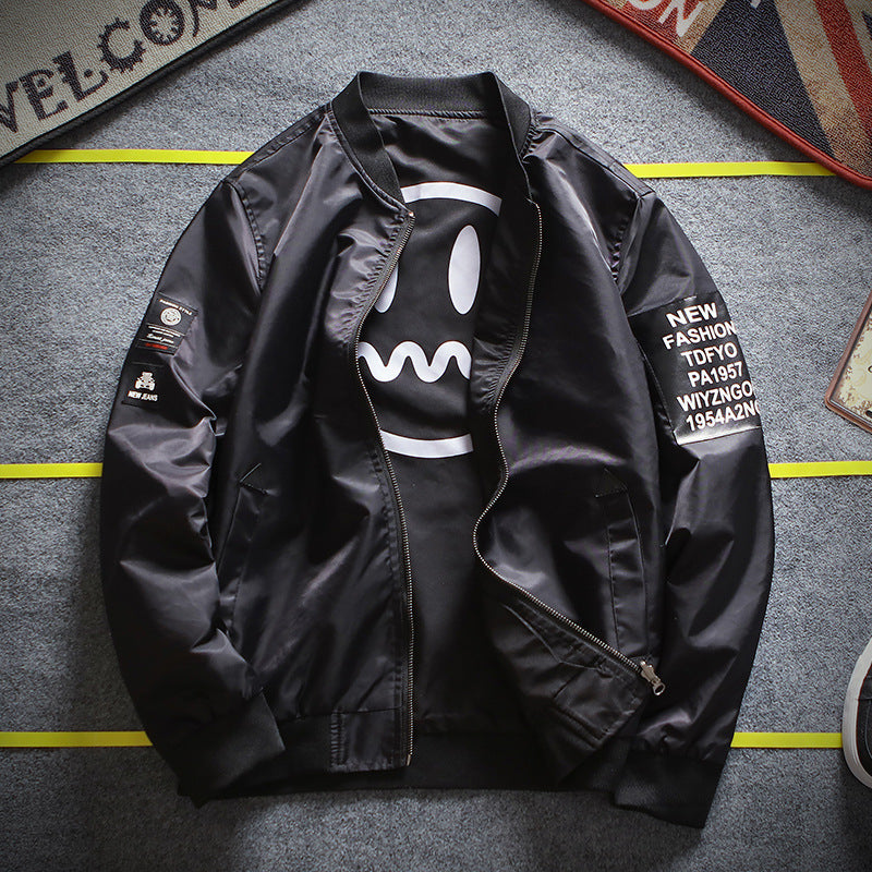 Men’s Double-Sided Embroidered Baseball Collar Jacket