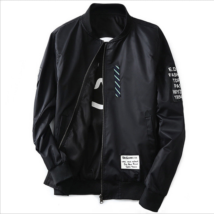 Men’s Double-Sided Embroidered Baseball Collar Jacket
