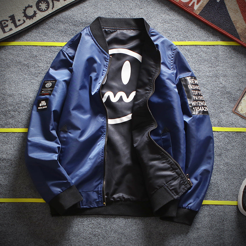 Men’s Double-Sided Embroidered Baseball Collar Jacket