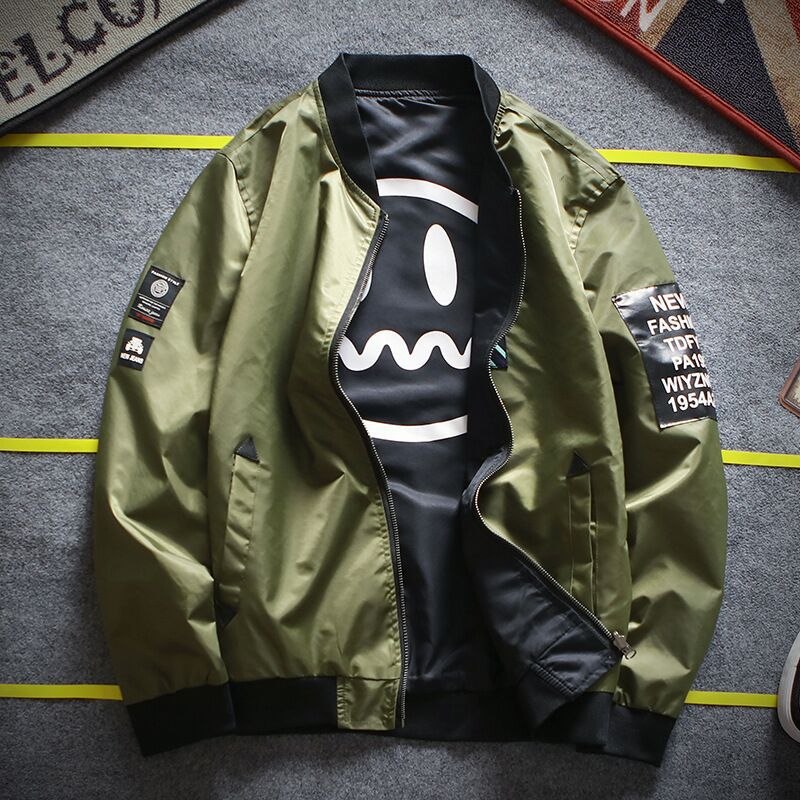 Men’s Double-Sided Embroidered Baseball Collar Jacket