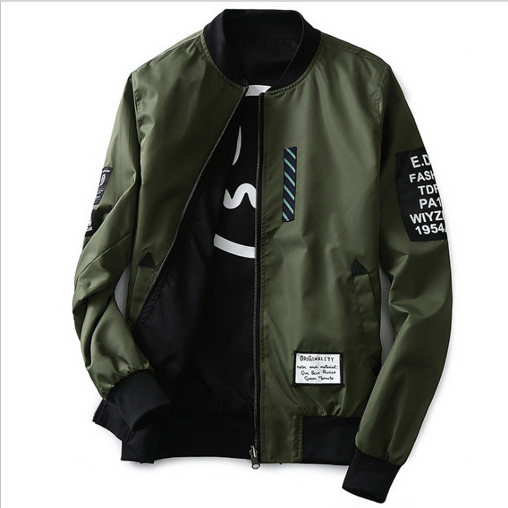 Men’s Double-Sided Embroidered Baseball Collar Jacket