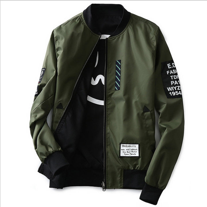 Men’s Double-Sided Embroidered Baseball Collar Jacket