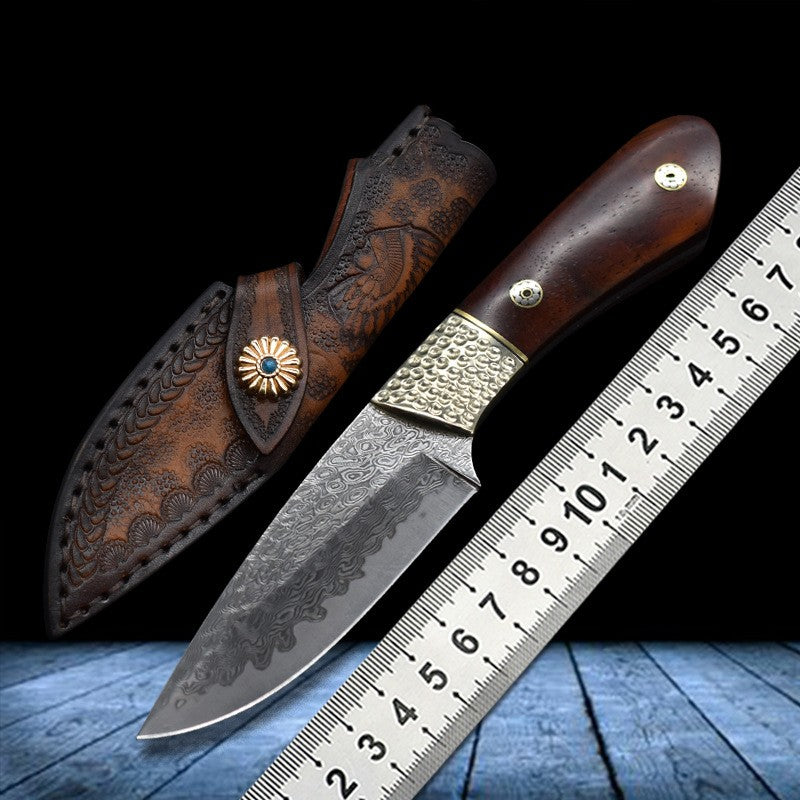 Small Damascus Steel Camping Hunting Knife High Hardness Carry On