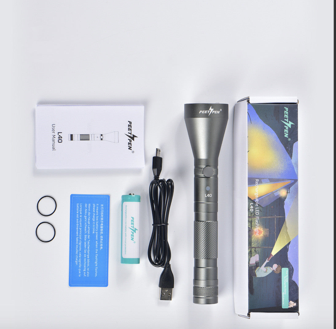 Rechargeable Waterproof Camping Flashlight With Compass USB Portable