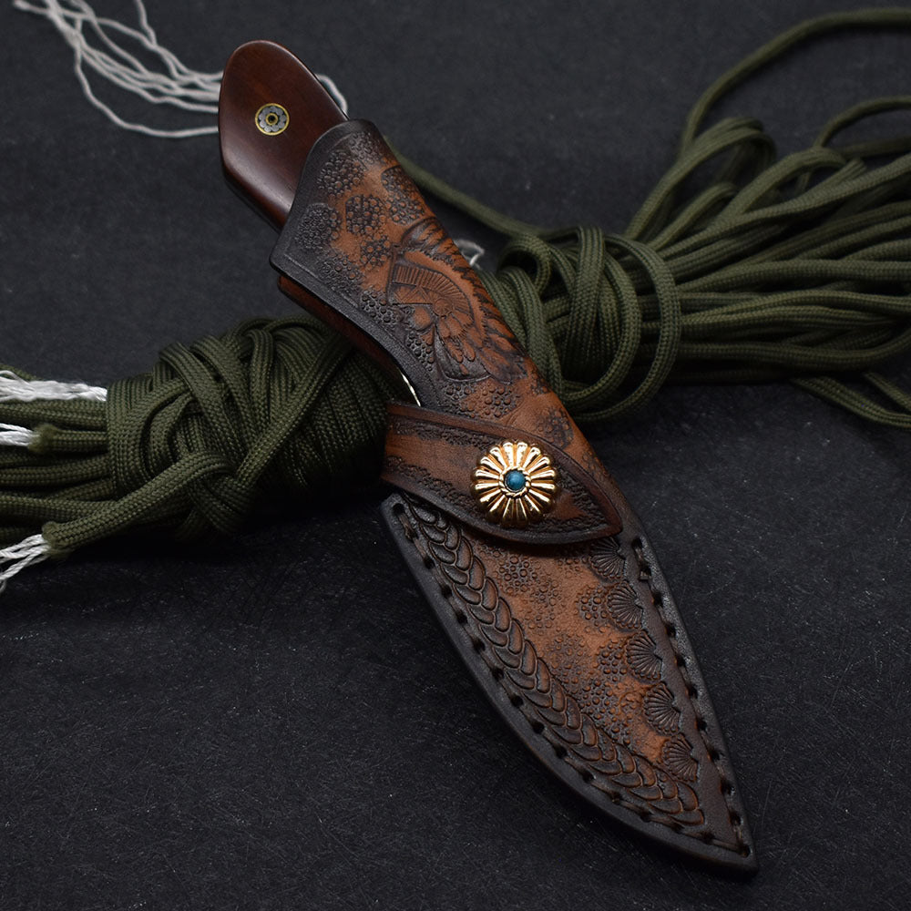 Small Damascus Steel Camping Hunting Knife High Hardness Carry On