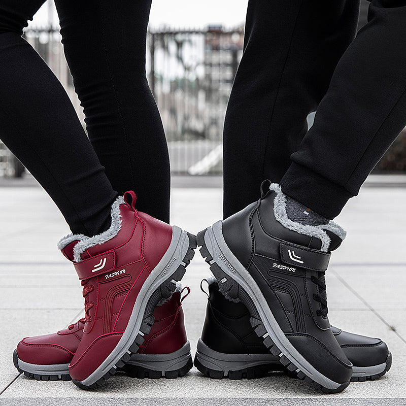 Unisex Winter Snow Boots Warm Plush Velcro Climbing Hiking Shoes