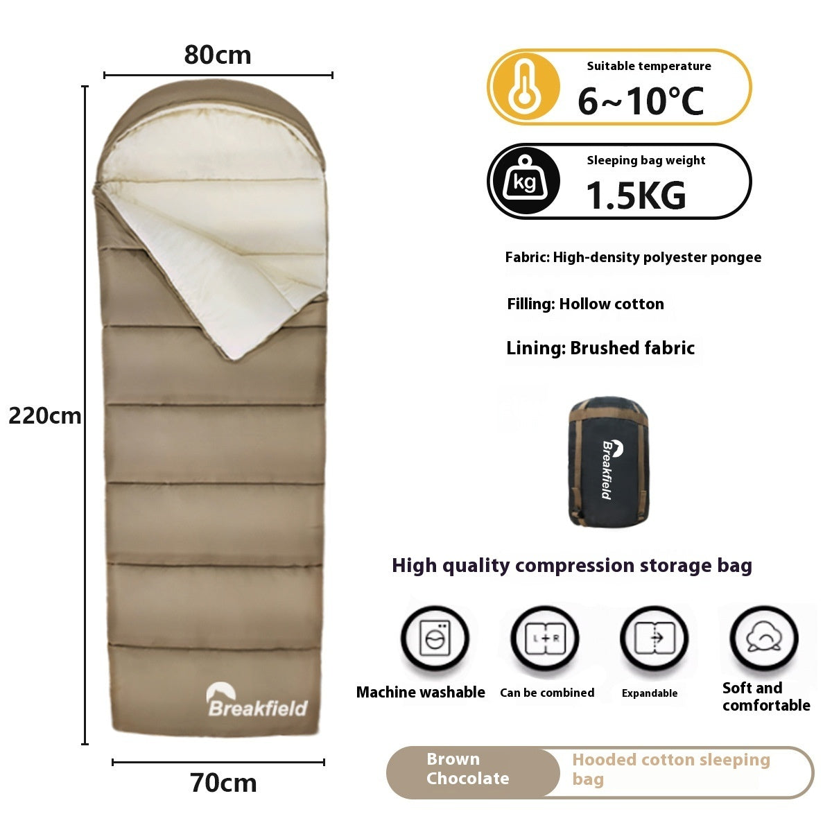 Waterproof Cotton Camping Sleeping Bag Four Seasons Thickened Splicing