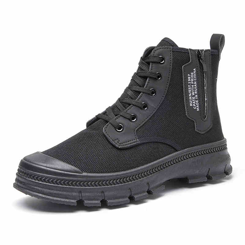 Men’s High Top Hiking Boots Side Zipper Thickened Work Shoes