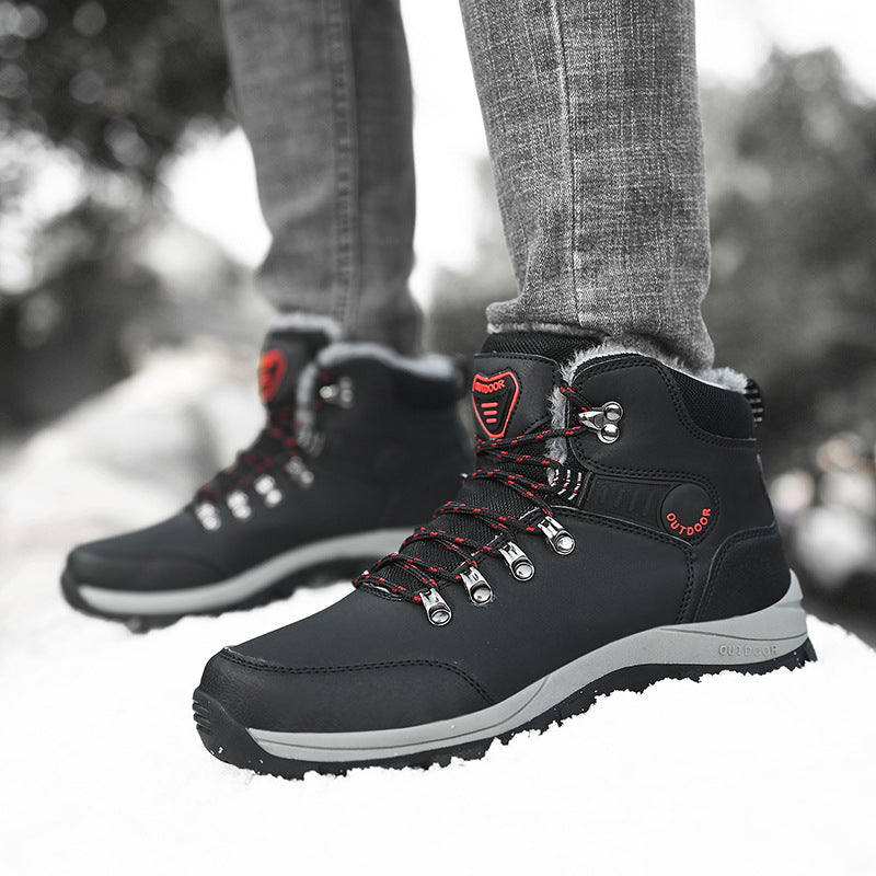 Men Winter Snow Boots Warm Plush Ankle Hiking Boots