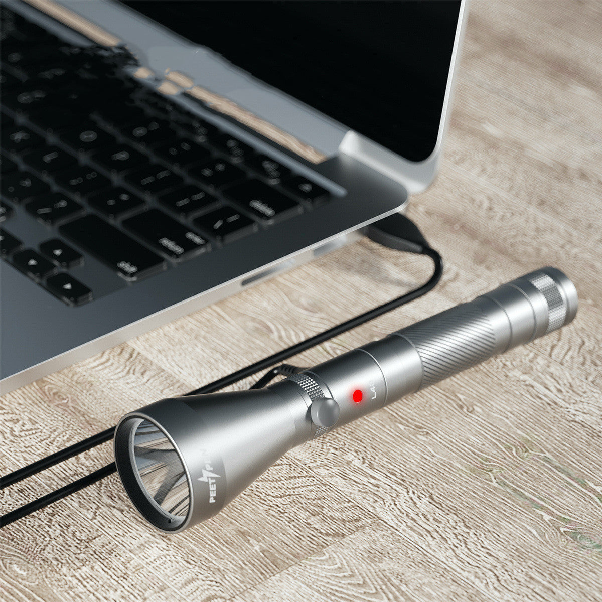 Rechargeable Waterproof Camping Flashlight With Compass USB Portable