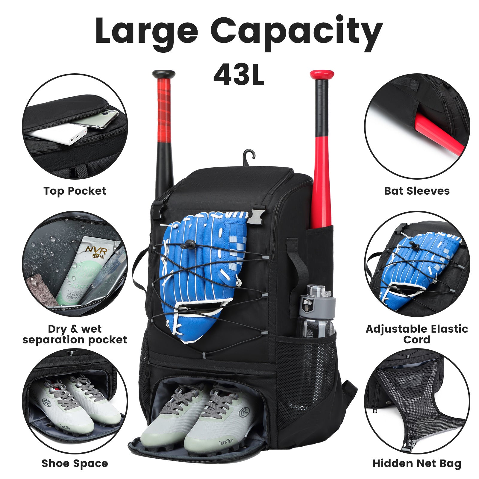 Baseball Equipment Backpack Large Capacity Multifunctional