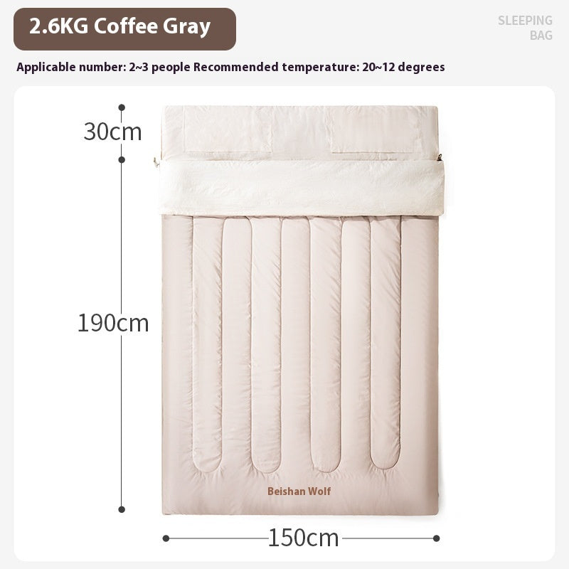 Double Camping Sleeping Bag Thickened Cold Protection Sleeping Bag