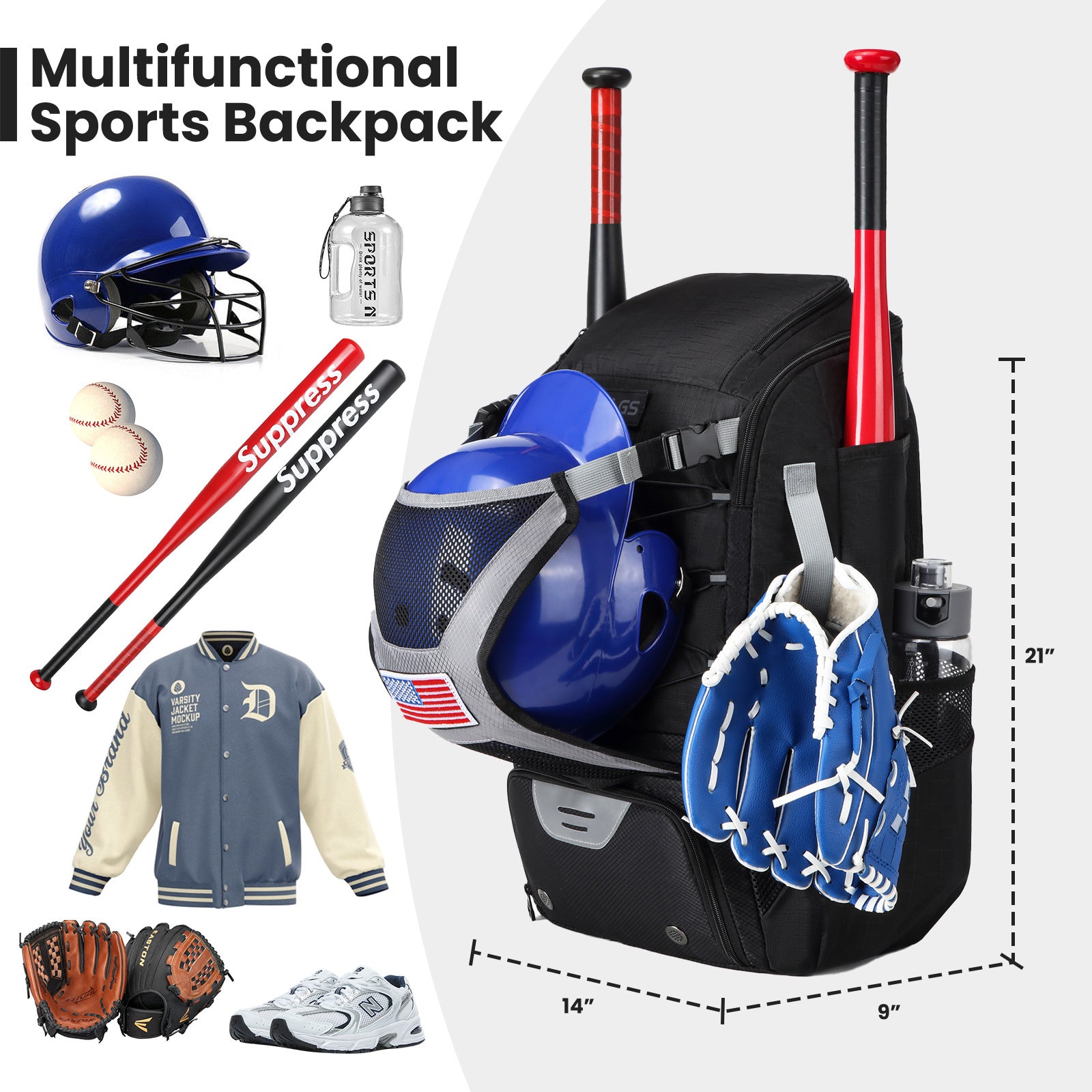 Baseball Equipment Backpack Large Capacity Multifunctional