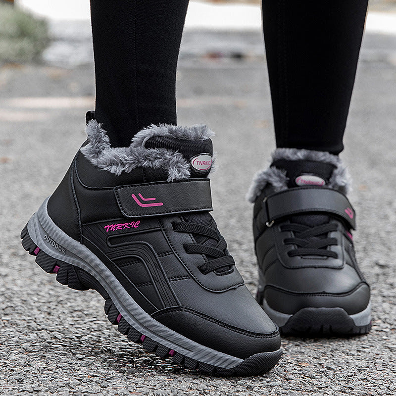 Unisex Winter Snow Boots Warm Plush Velcro Climbing Hiking Shoes