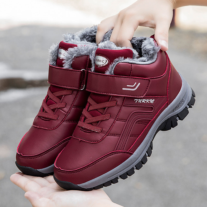 Unisex Winter Snow Boots Warm Plush Velcro Climbing Hiking Shoes