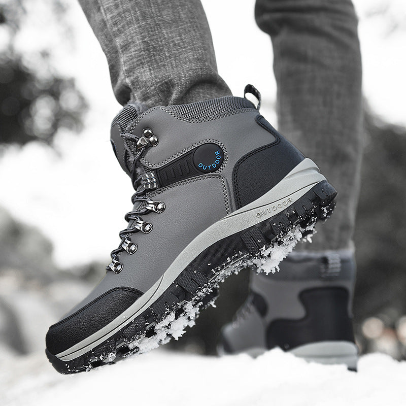 Men Winter Snow Boots Warm Plush Ankle Hiking Boots
