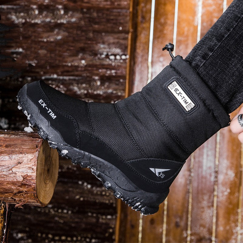 Men’s Waterproof Snow Boots Short Fleece Lined Hiking Shoes
